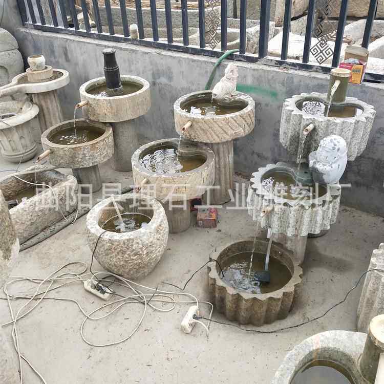 石雕老石槽石磨流水组合仿古怀旧庭院阳台景观摆件石盘水槽