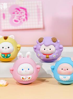 新款招财不倒翁办公室桌面解压摆件可爱汽车装饰摆件女生创意礼物