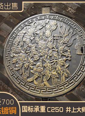 广场步行街装饰艺术铜井盖镀铜加工现货文化球墨铸铁包铜地雕立体