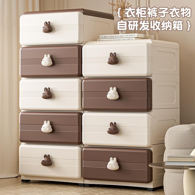 新款直销侧开门衣物收纳箱3层100%新料塑料防尘防潮可加LOGO