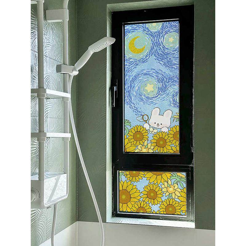 磨砂玻璃贴纸防窥防走光艺术油画梵高厕所卫生间门窗户窗花纸贴道,家居饰品,玻璃膜/贴,淘宝优惠券,粉丝福利购,淘宝优惠卷