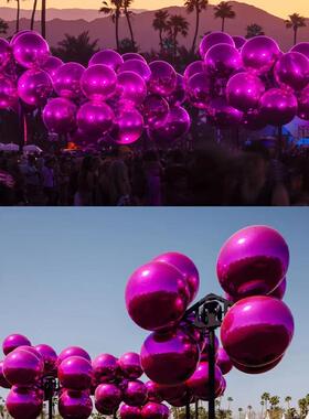 充638气圆球色气灰模造型月商广场装饰美陈球形大摆件业挂中庭饰