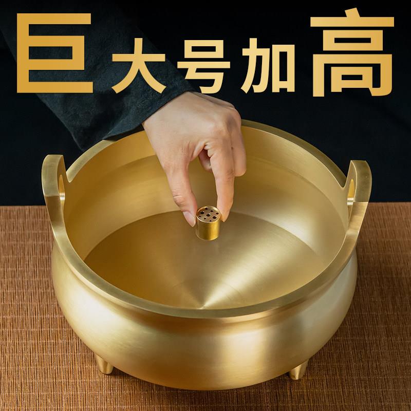 黄铜双耳供奉炉竹签香大号礼佛香炉檀香薰炉佛具用品线香炉插香炉