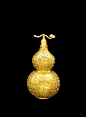 宏达黄铜开口百福葫芦财福葫芦家居玄关铜葫芦摆件