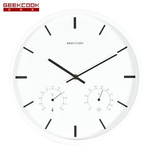 挂极库金属ATU挂钟：约简刻度Pr客o北欧简约风格 温湿度计多功能钟