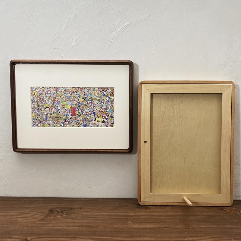 BK9K角F76HMMTJ圆黑胡桃实框相框木柚木画定做打印照片新中式榉木