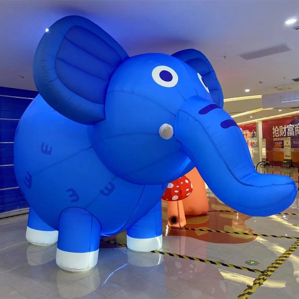 开业庆典卡通蓝色大象充气拱门吉象牛津布气模动物模型
