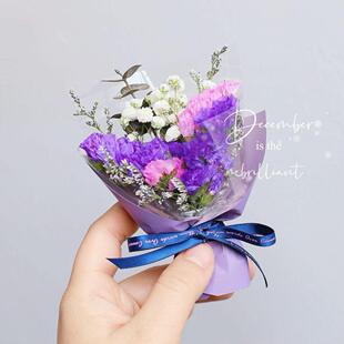 迷你口袋见面小花束玫瑰向日葵永生花仿真花伴手礼盒生日礼物装饰