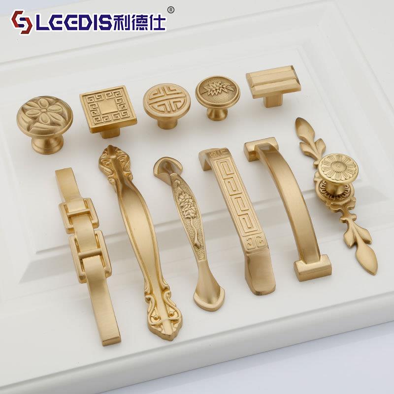 厂家直销古典中式铜色鞋柜橱柜拉手实心加厚衣柜黄铜把手家具五金