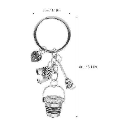 3pcs Mini Broom Dustpan Keyring Material Portable Gift