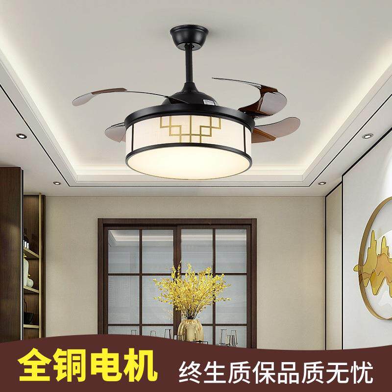 新中式吊灯带电风扇灯家用客厅遥控隐形led吊扇灯卧室饭厅餐厅灯