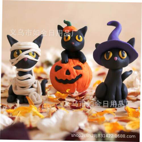 HalloweenDecorationCat Halloween pumpkin decoration cute cat