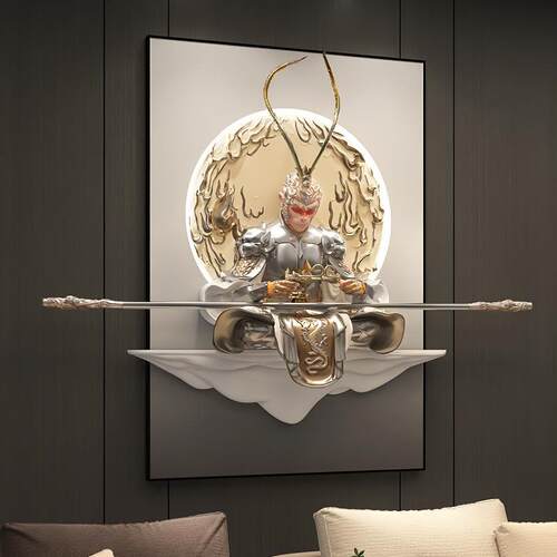 LED灯画斗战神佛入户玄关装饰画客厅齐天大圣孙悟空立体浮雕挂画