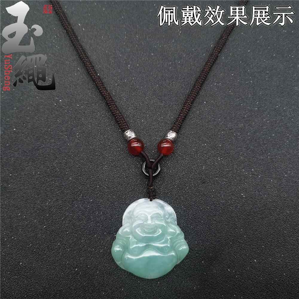 简约8m玛瑙珠子项链绳手工编织藏银吊坠绳翡翠天河石挂坠绳子绿松