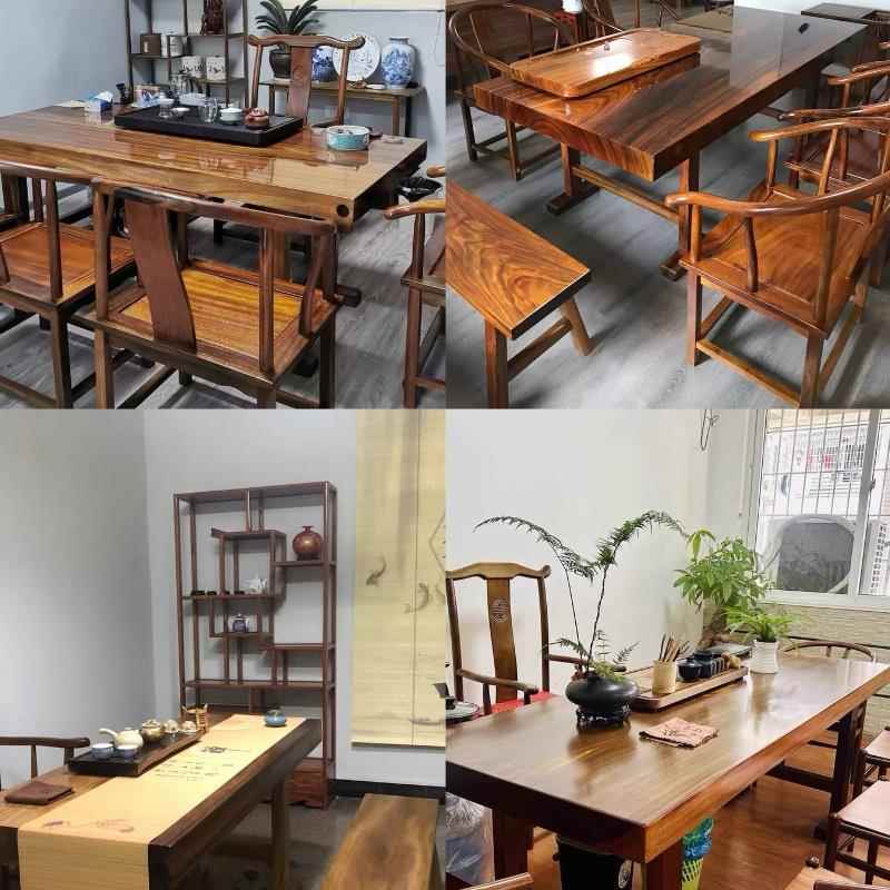 正品南美胡原桃木实木木大板茶板工作台奥檀坎黑画案茶桌办茶台公