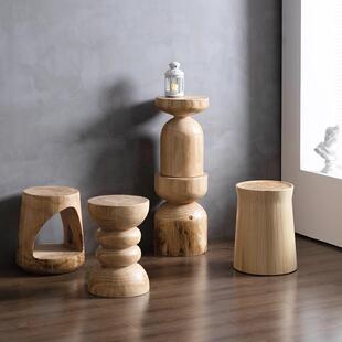 创意设计矮凳个性木墩凳子民宿酒店泡茶桌木墩原木树桩圆凳