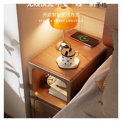 木床头柜极无窄迷室你小CTG0248K型卧床边柜超窄2实0CM夹缝置物架