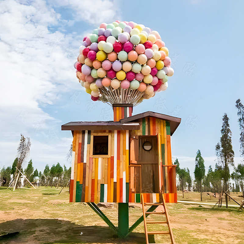 定制七彩气球小屋网红打卡摆件花海农庄摄影拍照创意美陈装饰道具