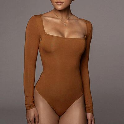 Long Sleeve Square Neck Bodysuits For Womens Body Suits Tops