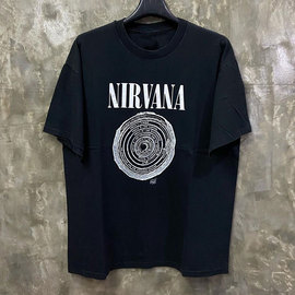 Nirvana乐队周边美式复古嘻哈短袖oldschool阿美咔叽风情侣款T恤