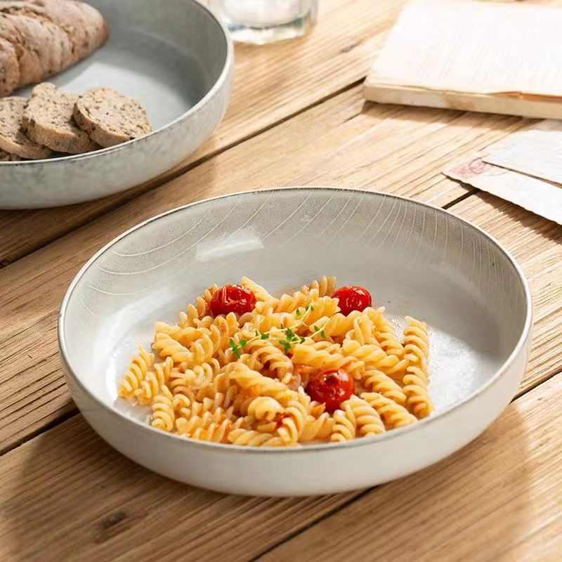 wagas同款陶瓷线条麻点汤盘欧式活力煎牛肉能量碗西餐给力意面盘