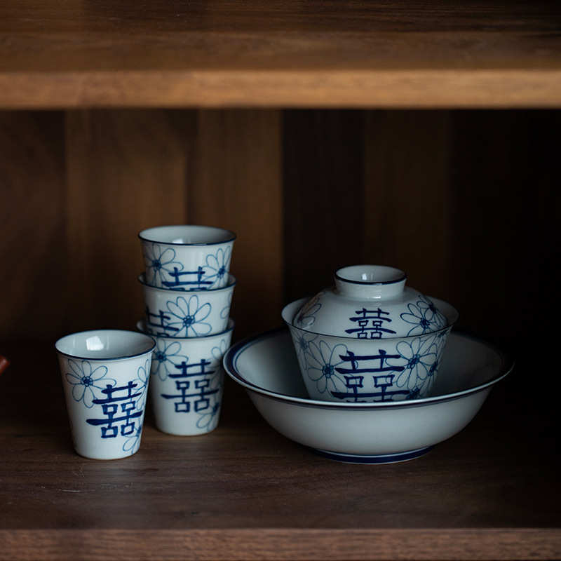瓷壶描泡边青壶盘养承功夫配件茶壶手工茶具家用台干底座陶瓷复古