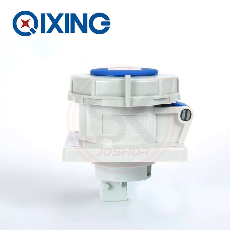 QX218防水工业插头插座 3孔16面板暗装直式插座 IP67工业插座2P+E