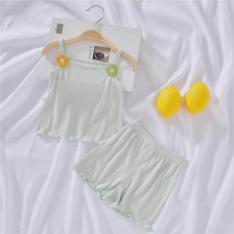 薄款婴儿夏装代衣服女宝宝莫尔背心套装公甜主吊带美YFL-1422件两
