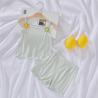 薄款婴儿夏装代衣服女宝宝莫尔背心套装公甜主吊带美YFL-1422件两