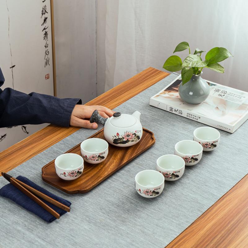 整套功夫茶具套装家用陶瓷茶壶茶杯开业礼品可加印logo伴手礼