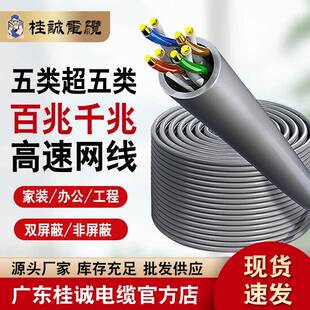 超五类双屏蔽抗干扰纯铜网线家用高速CAT5e双绞网线整箱100/300米