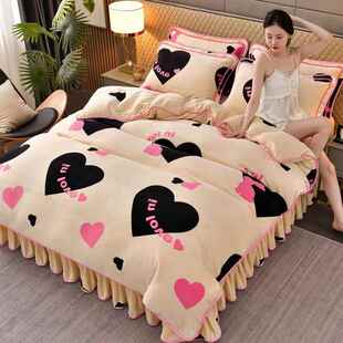 正品珊瑚绒牛绒四件冬季加厚法兰床单被套绒双套面保暖加绒床奶上