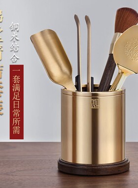 佛堂清洁工具黄铜收纳筒神像佛尘扫软毛净佛巾香灰夹香炉清理套装
