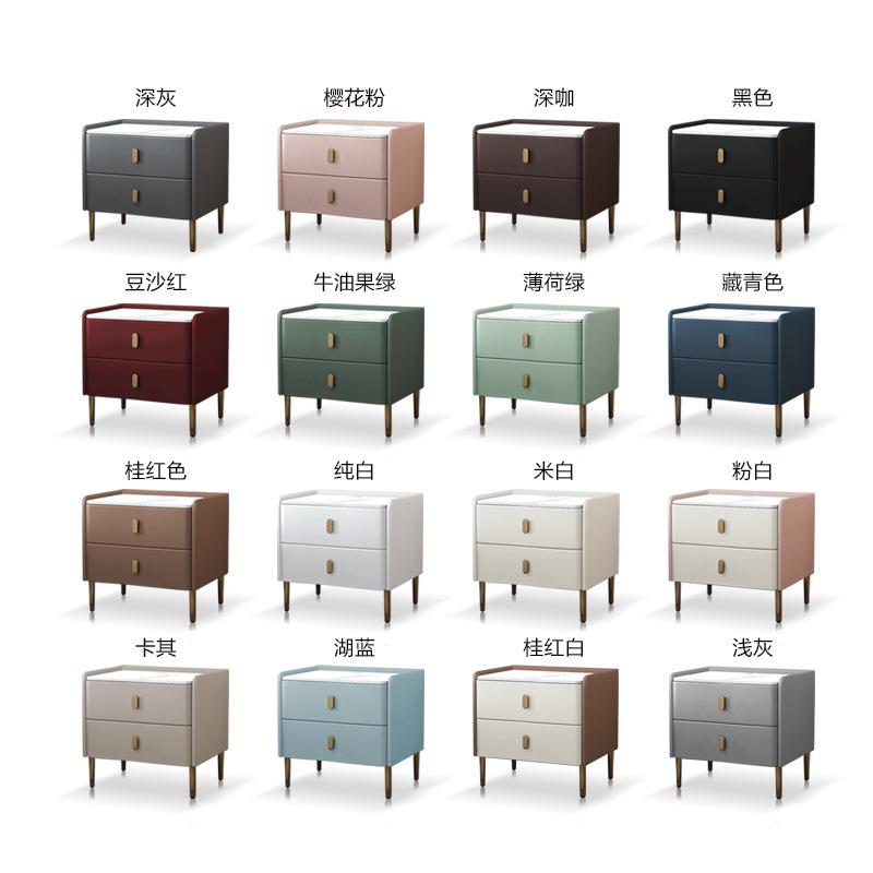 轻简现代免安装岩板床头柜意式PCB奢极实木皮质网红小型收纳窄床