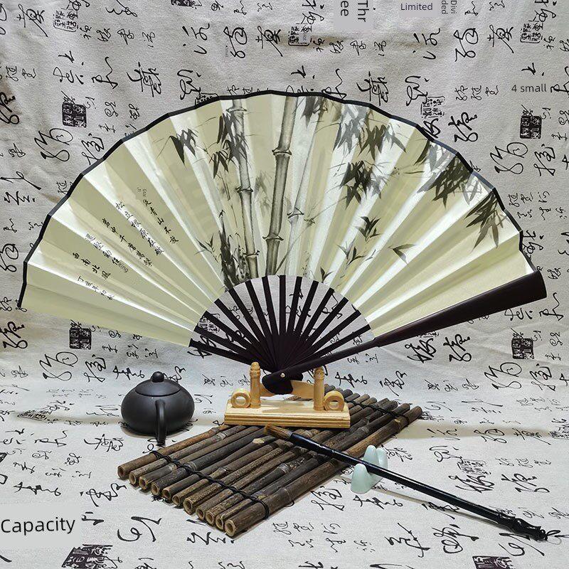 绍兴黑纸扇传统青灰扇素面全棕竹描画折扇工艺