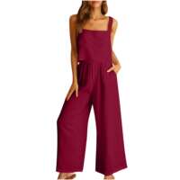 Women's square neck linen vest with exposed navel top and thumbnail 4