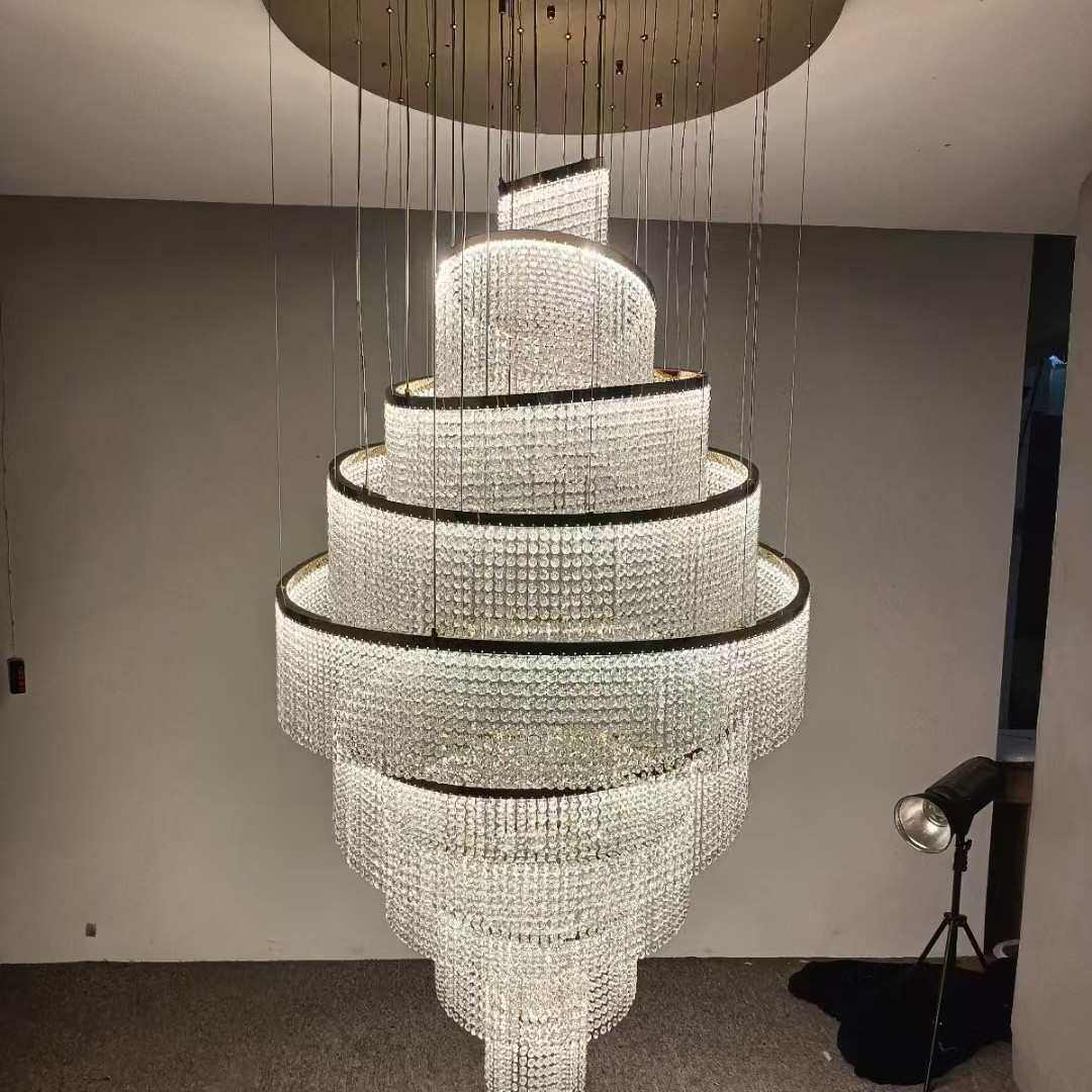 水晶灯中山客厅复式楼楼梯家装法式轻奢简约照明吊灯灯饰灯具灯,家装灯饰光源,客厅吊灯,淘宝优惠券,粉丝福利购,淘宝优惠卷