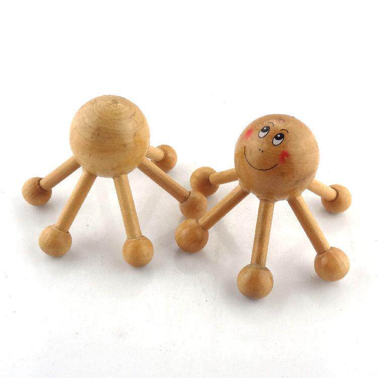 脚按摩器 头部按摩器 六脚头摩六脚笑脸按摩器木制按摩器厂家