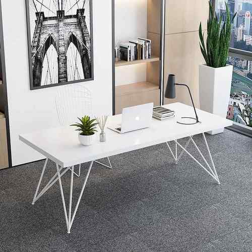 现代简约实木办公桌家用书房铁艺书桌办公室职员单人电脑桌椅组合