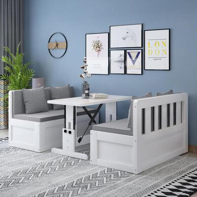 实木沙发多床两用TQG带降书桌卡座升客童厅小户型功能可折叠儿双