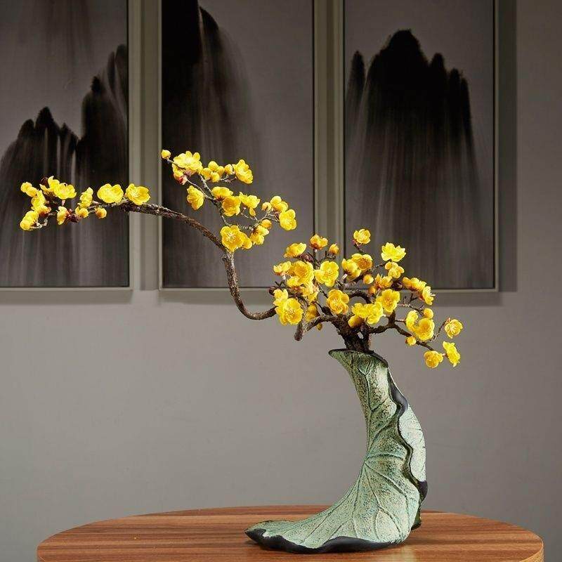 家居婚装饰玄关茶几花腊梅花仿真中式仿真瓶梅10042767梅花腊绢花