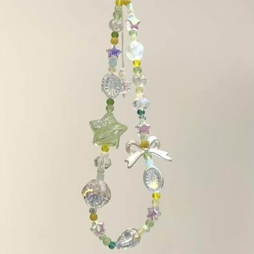 小红书同款油菜花田串珠手机链ccd挂绳DIY链条相机挂链防丢钥匙扣