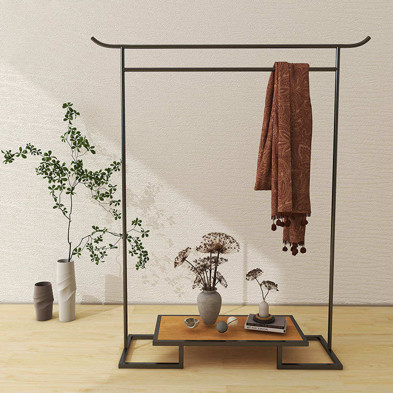 中式复古衣架民族风挂衣架落地架禅意衣服架服装店展示架衣帽架
