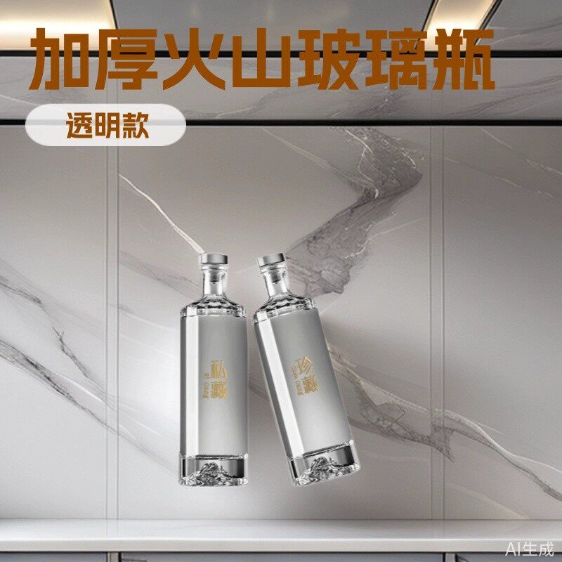 一斤玻璃杯白酒瓶火山玻璃瓶自酿密封分装瓶酒瓶空瓶包装全套