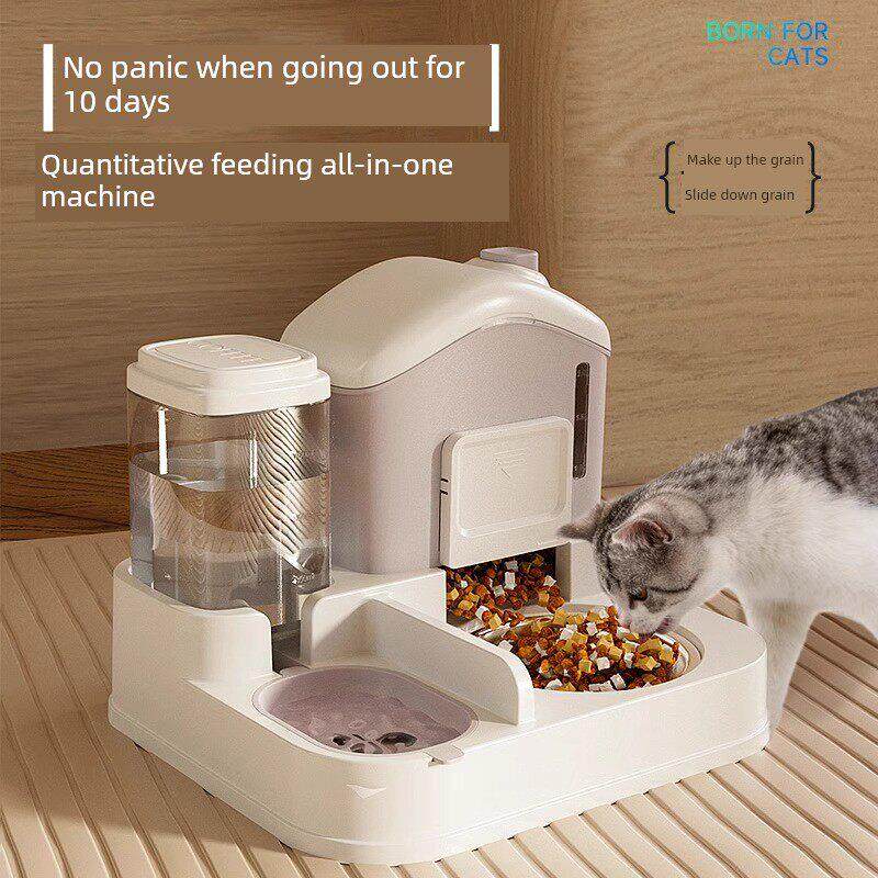猫碗、猫食碗、冰屋自动喂饮水器、防撞一体宠物猫狗饭碗、双碗
