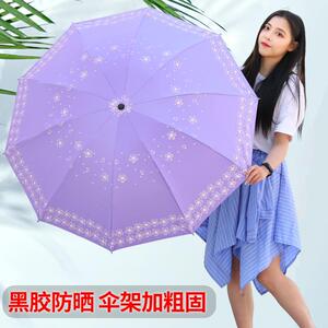 高档晴骨雨两用黑胶伞十阳加大双人太伞防晒防外线清新遮阳雨伞男