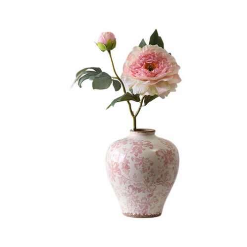 bestwest古风中式青花瓷烧制破裂纹路陶瓷花瓶客厅玄关装饰酒店样