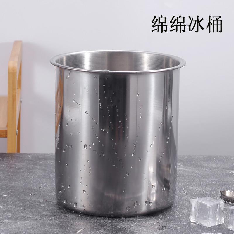 不锈钢绵绵冰桶酒吧厨房直型单层圆形 绵绵机金属冰桶 冰粒桶