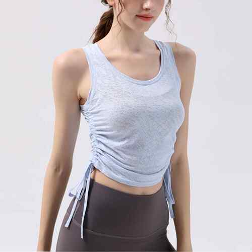 Drawstring sports vest women's running thin sleeveless