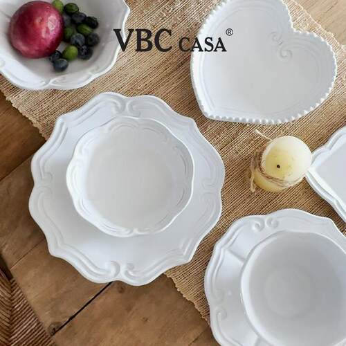 意大利VBC casa黑陶餐盘花边圆盘巴洛克复古浮雕陶瓷餐具西餐盘
